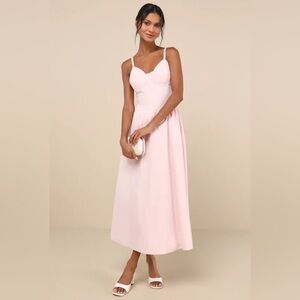 NWOT Lulus Veris Blush Pink Bustier Midi Dress